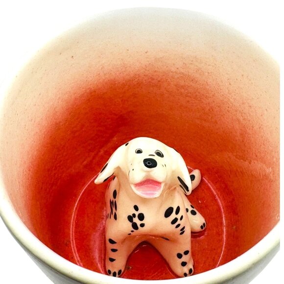 Ceramic Mug With Paw Print Design & Dalmatian Figurine Inside By Spademan Potter - Picture 2 of 6